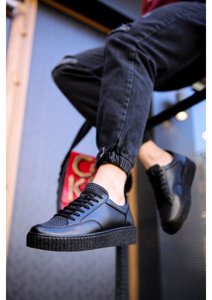 J017 Pyramid Ortopedik Taban Günlük Cilt Erkek Sneaker Spor Ayakkabı Cst Siyah fırsatları