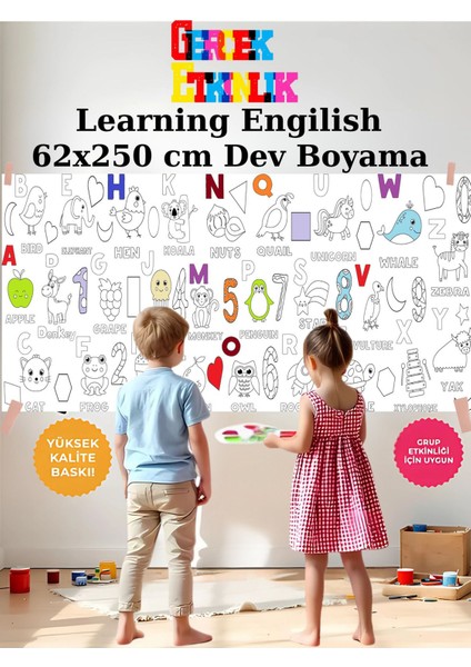 Ingilizce Alfabe 2.5 Dev Boyama Kağıdı | Doğum Günü Partisi Anaokul Oyun Hediyesi