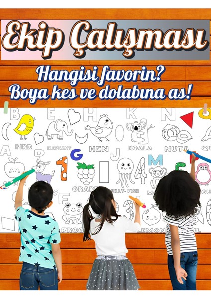 Ingilizce Alfabe 2.5 Dev Boyama Kağıdı | Doğum Günü Partisi Anaokul Oyun Hediyesi fiyatları