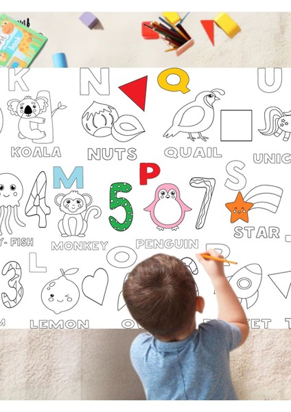 Ingilizce Alfabe 2.5 Dev Boyama Kağıdı | Doğum Günü Partisi Anaokul Oyun Hediyesi fırsatları