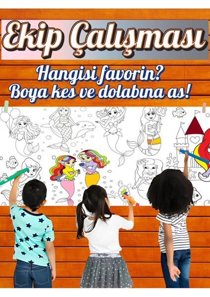 Güzel Denizkızları 2.5 Dev Boyama Kağıdı | Doğum Günü Partisi, Anaokulu, Oyuncak Hediyesi fiyatları