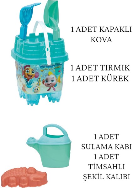6 Parça Mavi Plaj Kum Kova Seti, Kürek, Tırmık ve Sulama Kabı fiyatları