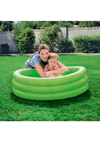 Renkli 3 Boğumlu Şişme Havuz, 1.22M x 25CM, Yeşil, Eğlence Dolu Yaz Keyfi