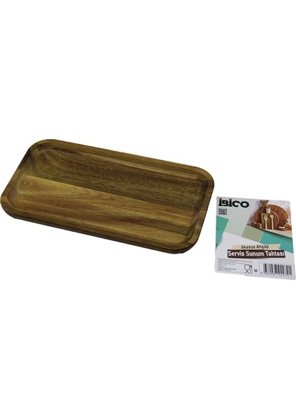 Akasya Dikdörtgen Ahşap Servis Sunum Tepsi - Tahtası Mini Tepsi 25 x 14 x 1.4cm