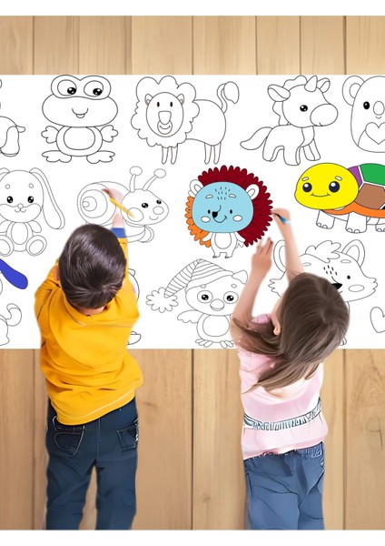 Minik Hayvanlar 2.5 Dev Boyama Kağıdı | Doğum Günü Partisi Anaokulu Oyun Hediyesi