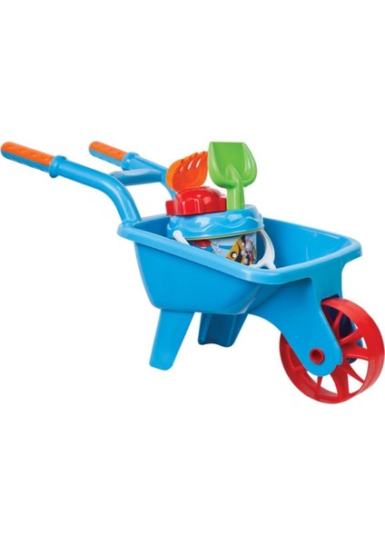 Mavi Çocuk Plaj ve Bahçe Seti, El Arabası, Kova, Tırmık, Kürek Oyuncakları