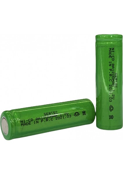 1.2V 1200 Mah - Aa - Ni-Cd Şarjlı Pil - Başsız / Flat Head