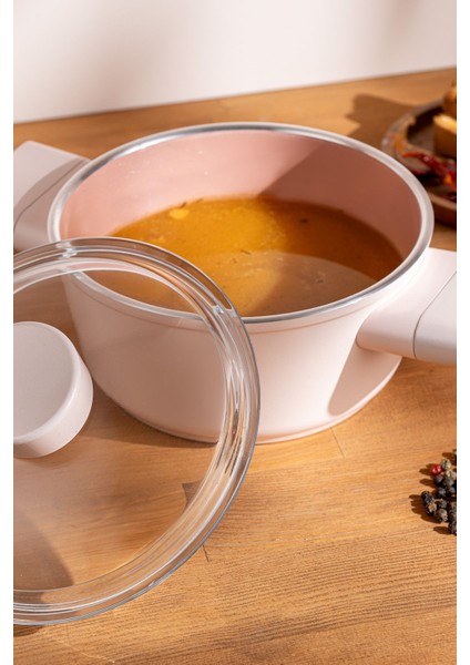 Pembe 16 cm Derin Tencere, Şeffaf Cam, Dayanıklı ve Şık Tasarım fiyatları