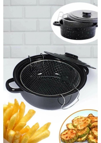 Siyah Emaye Kızartma Tenceresi, Sağlıklı ve Şık Mutfak Aksesuarı