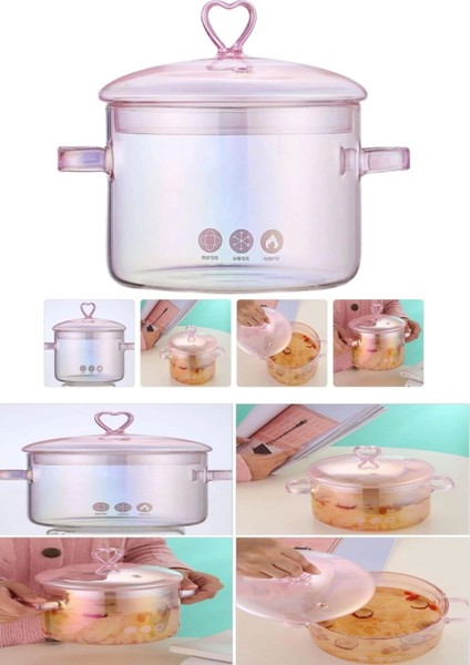 Pembe 1500CC Isıya Dayanıklı Borosilikat Cam Tencere Seti (2'li) fiyatları