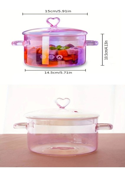 Pembe 1500CC Isıya Dayanıklı Borosilikat Cam Tencere Seti (2'li) fırsatları