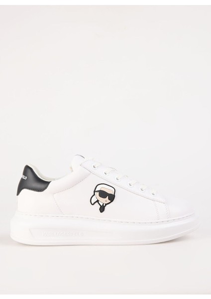 Beyaz-Siyah Erkek Deri Sneaker Kaprı Mens Karl Nft Lo Lace