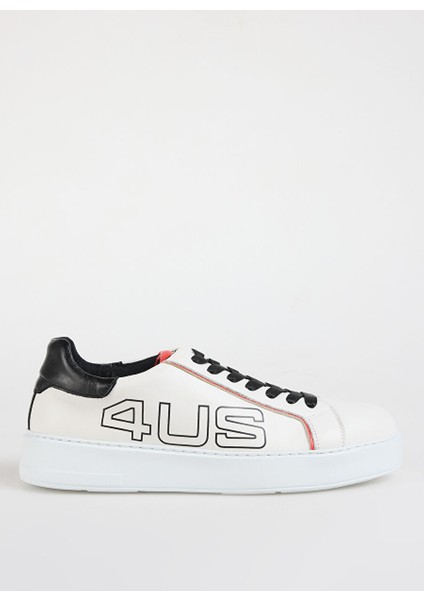 Beyaz-Siyah Erkek Deri Sneaker Jerry 100