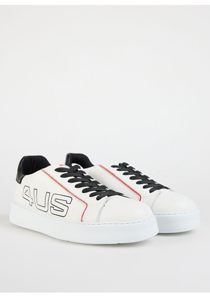 Beyaz-Siyah Erkek Deri Sneaker Jerry 100