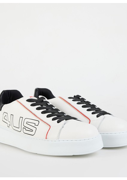 Beyaz-Siyah Erkek Deri Sneaker Jerry 100