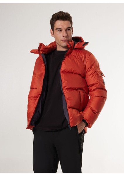 Turuncu Erkek Kapüşon Yaka Standart Fit Puffer Mont C4WM-MNT4001 modelleri