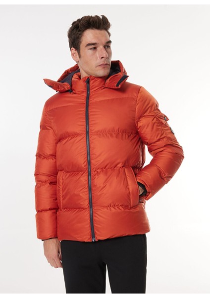 Turuncu Erkek Kapüşon Yaka Standart Fit Puffer Mont C4WM-MNT4001 fırsatları