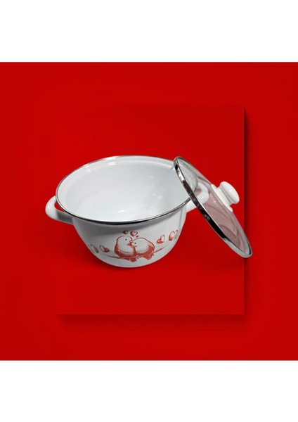 4l Emaye Yoğurt Tenceresi, Kuş Desenli, Beyaz, Şık ve Sağlam Tasarım modelleri