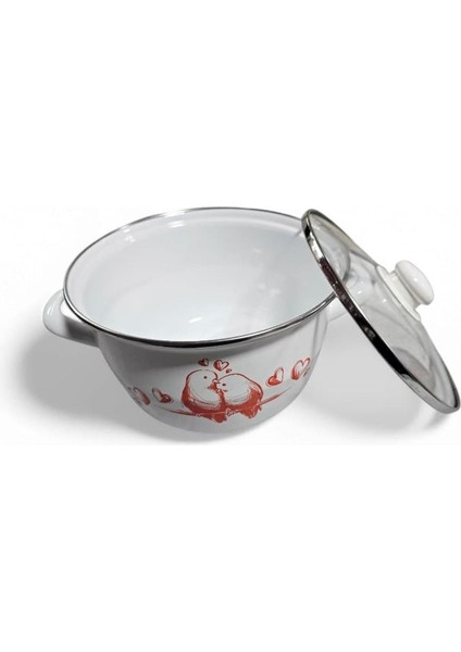 4l Emaye Yoğurt Tenceresi, Kuş Desenli, Beyaz, Şık ve Sağlam Tasarım fırsatları