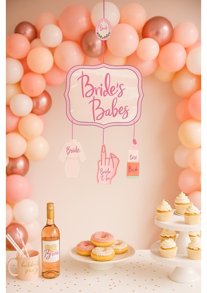 Bride To Be Tavan Süsü – Bekarlığa Veda Partisi Dekoru – Pembe Konsept – Bride's Babes Yazılı