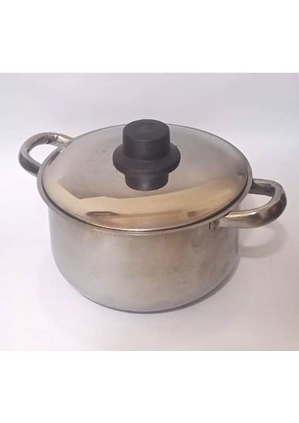 19CM Kapaklı Çelik Tencere, 2l, Tabansız, Sos ve Yemek Isıtıcı, Gri
