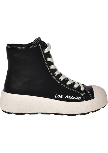 Siyah-Beyaz Kadın Deri Sneaker JA15875G0HIA000A