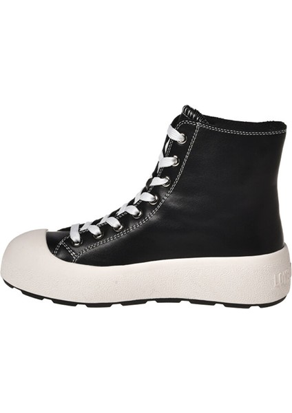 Siyah-Beyaz Kadın Deri Sneaker JA15875G0HIA000A