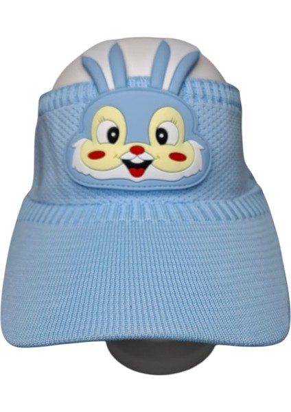 2-8 Yaş Erkek Çocuk Mavi Renk Rabbit Figürlü Yazlık Vizör Şapka
