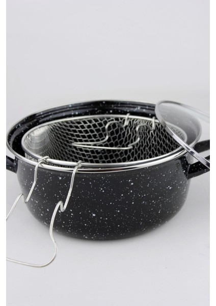 Kalın Emaye Büyük Boy Kızartma Tenceresi, 24 Cm, Siyah fiyatları