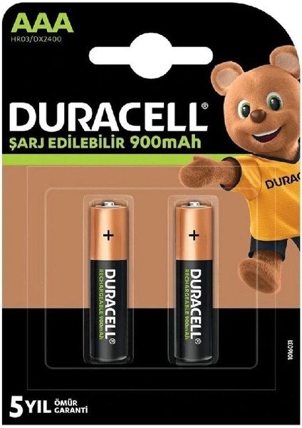 Duracell Şarjlı 900 Ma Aaa Ince Kalem Pil 2li Paket (5047)