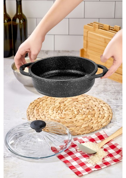 Döküm Granit 28 cm Karnıyarık Tenceresi, Dayanıklı ve Şık Mutfak Ürünü fırsatları