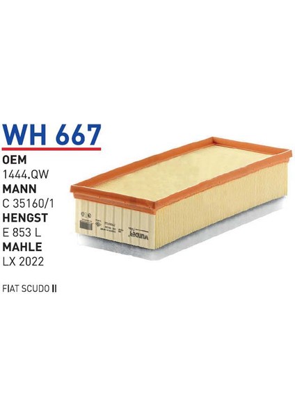 Wh667 Oem 1444.QW Oem 1400474780 Fıat scudo II Otomobil hava filtre air filter