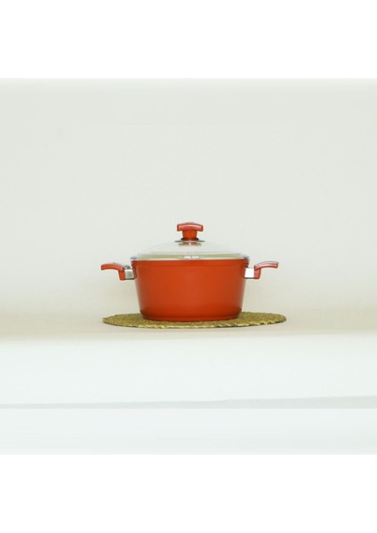 Kırmızı Seramik Derin Tencere 22 Cm, Dayanıklı ve Şık Mutfak Gereci