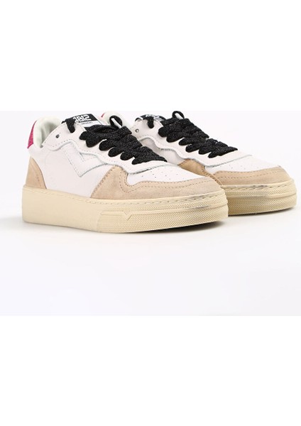 Beyaz-Pembe Kadın Deri Sneaker HYPER-D807 fiyatları
