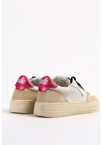 Beyaz-Pembe Kadın Deri Sneaker HYPER-D807 modelleri