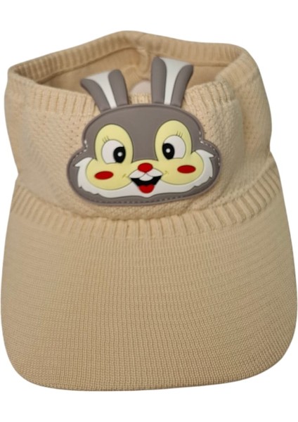 2-8 Yaş Unisex Açık Bej Renk Rabbit Figürlü Yazlık Vizör Şapka fırsatları