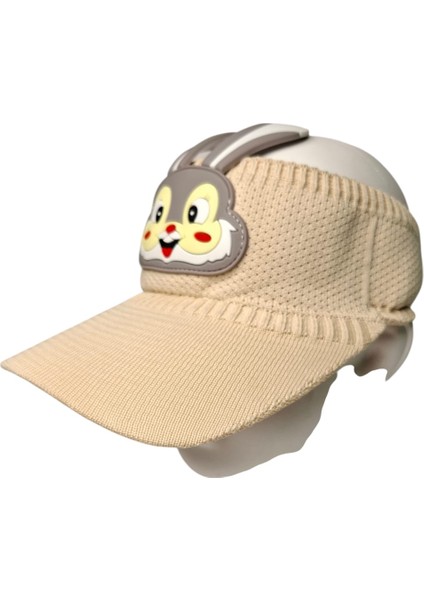 2-8 Yaş Unisex Açık Bej Renk Rabbit Figürlü Yazlık Vizör Şapka indirimleri