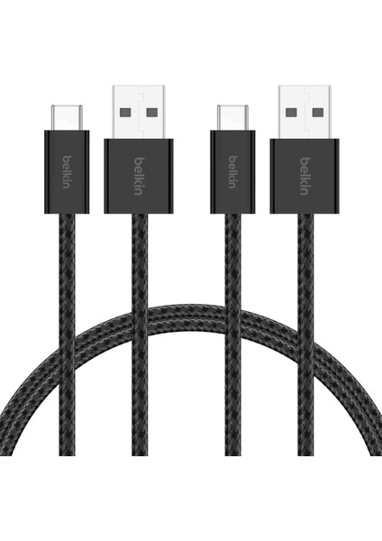 Örgülü Usb-A Usb-C Şarj Kablosu Siyah 15W - 2 Adet
