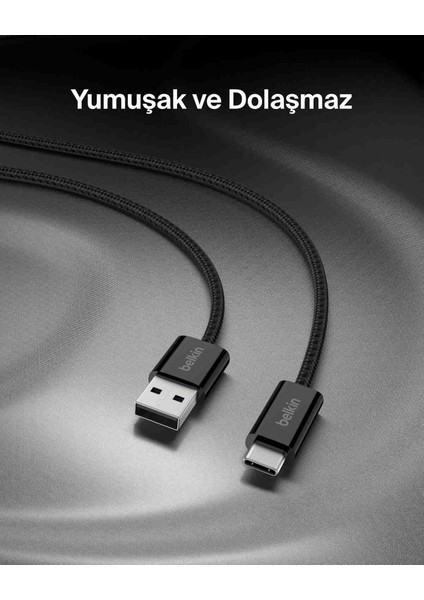 Örgülü Usb-A Usb-C Şarj Kablosu Siyah 15W - 2 Adet fiyatları