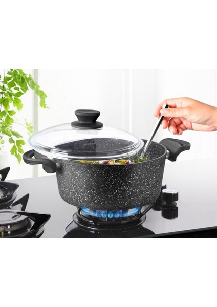 Siyah Lavonni Dez 20 cm Derin Tencere, Şık ve Dayanıklı Mutfak Gereci