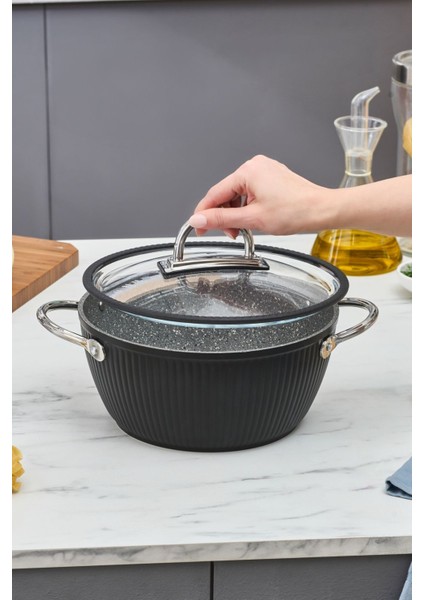 Siyah Biogranit Lopus 20 cm Tencere, Dayanıklı ve Şık Mutfak Gereci fiyatları