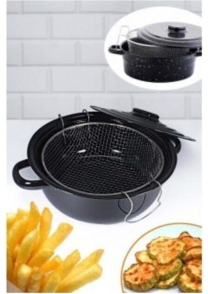 Siyah Emaye Fritöz Kızartma Tenceresi, Sağlıklı ve Pratik Kullanım Sağlar