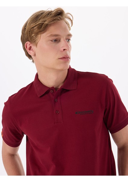 Bordo Erkek Relaxed Fit Polo T-Shirt D4SM-TST3248 modelleri