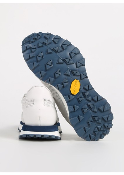 Beyaz-Lacivert Erkek Deri Sneaker FU0876.B00MIO46M