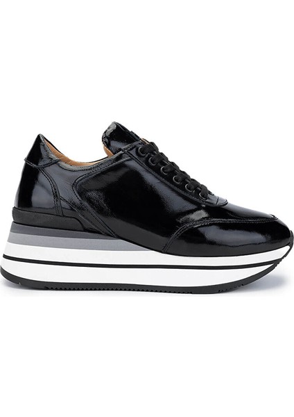 Kadın Hakiki Deri Siyah Rugan Sneakers & Spor Ayakkabı