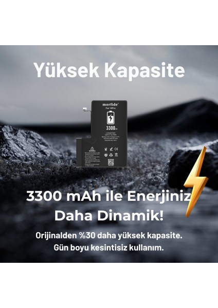 Apple iPhone 13 Pro Uyumlu 3300MAH Yüksek Kapasiteli Batarya - Gelişmiş Akıllı Chip - Pil Sağlığı Destekli - Morfide M-M indirimleri