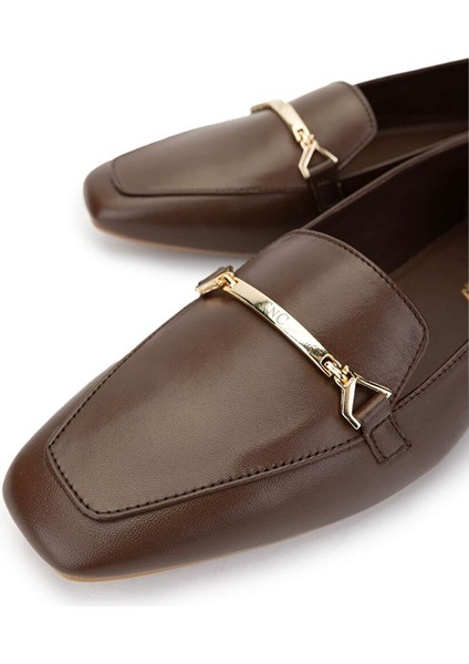 Kadın Hakiki Deri Kahverengi Loafer Ayakkabı modelleri