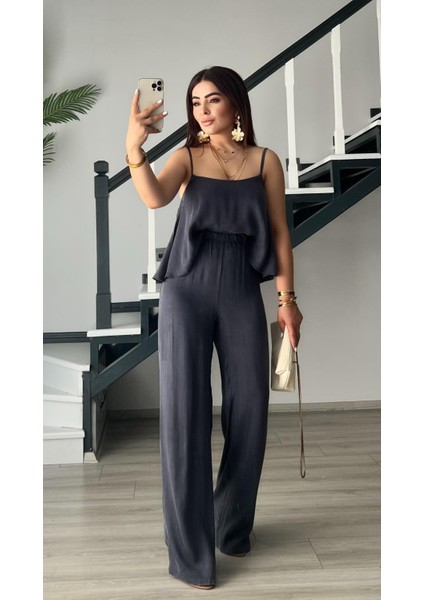 Indigo Premium Tnsel Kumaş Bluz Pantolon Takım