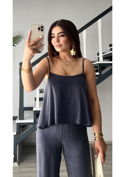 Indigo Premium Tnsel Kumaş Bluz Pantolon Takım fırsatları