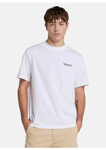 TB0A6DMA1001-RUGGED Active Gear Bac Beyaz Bisiklet Yaka Normal Kalıp Baskılı Erkek T-Shirt